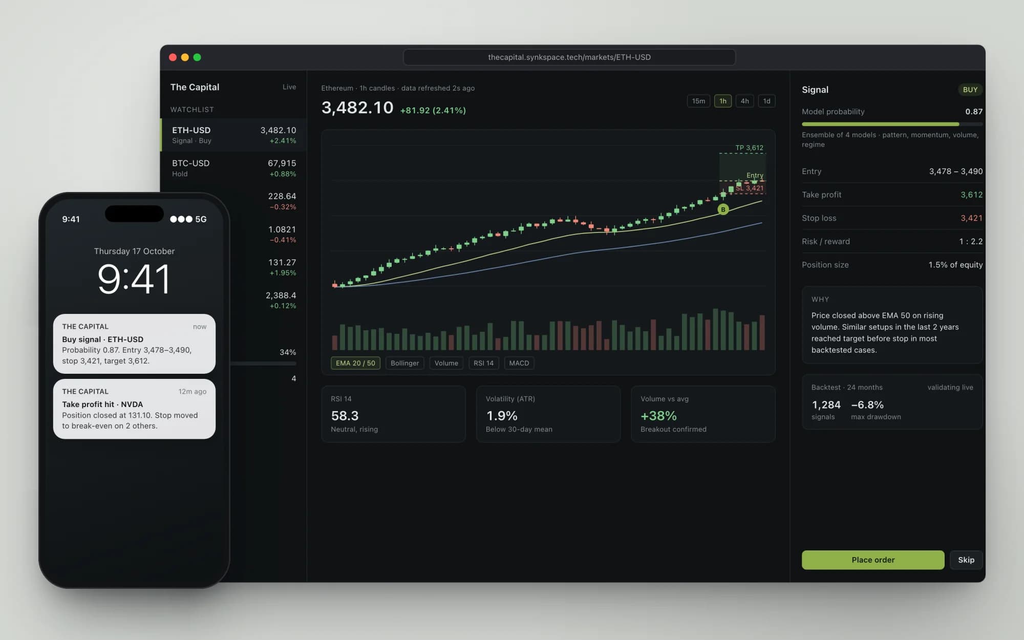 The Capital product screen